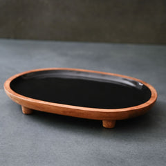 Black Tray with Wooden Legs