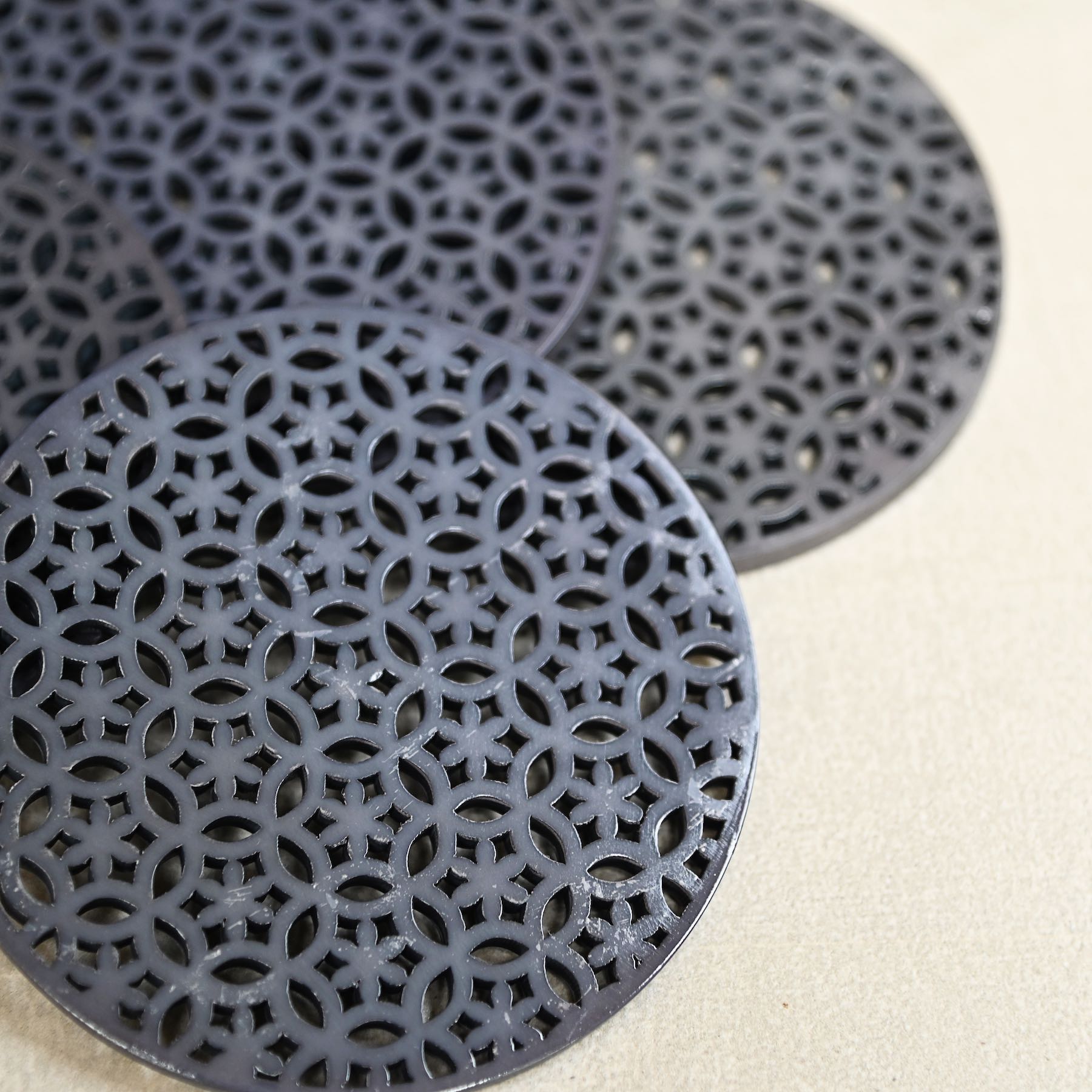 Black Cutwork Coasters - Set of 4