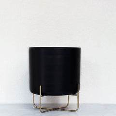 Large Black Planter On Stand