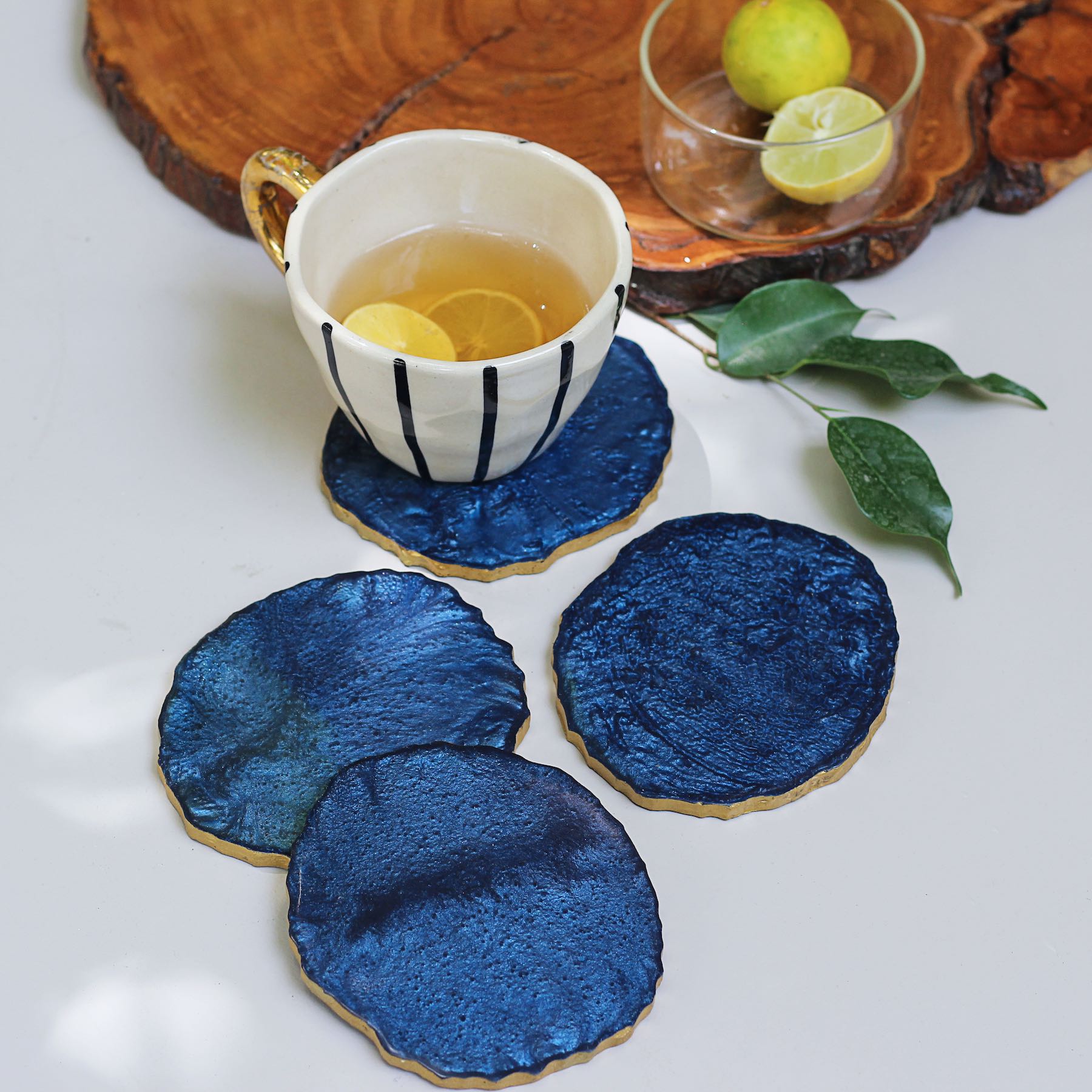 Blue Resin Coasters - Set of 4