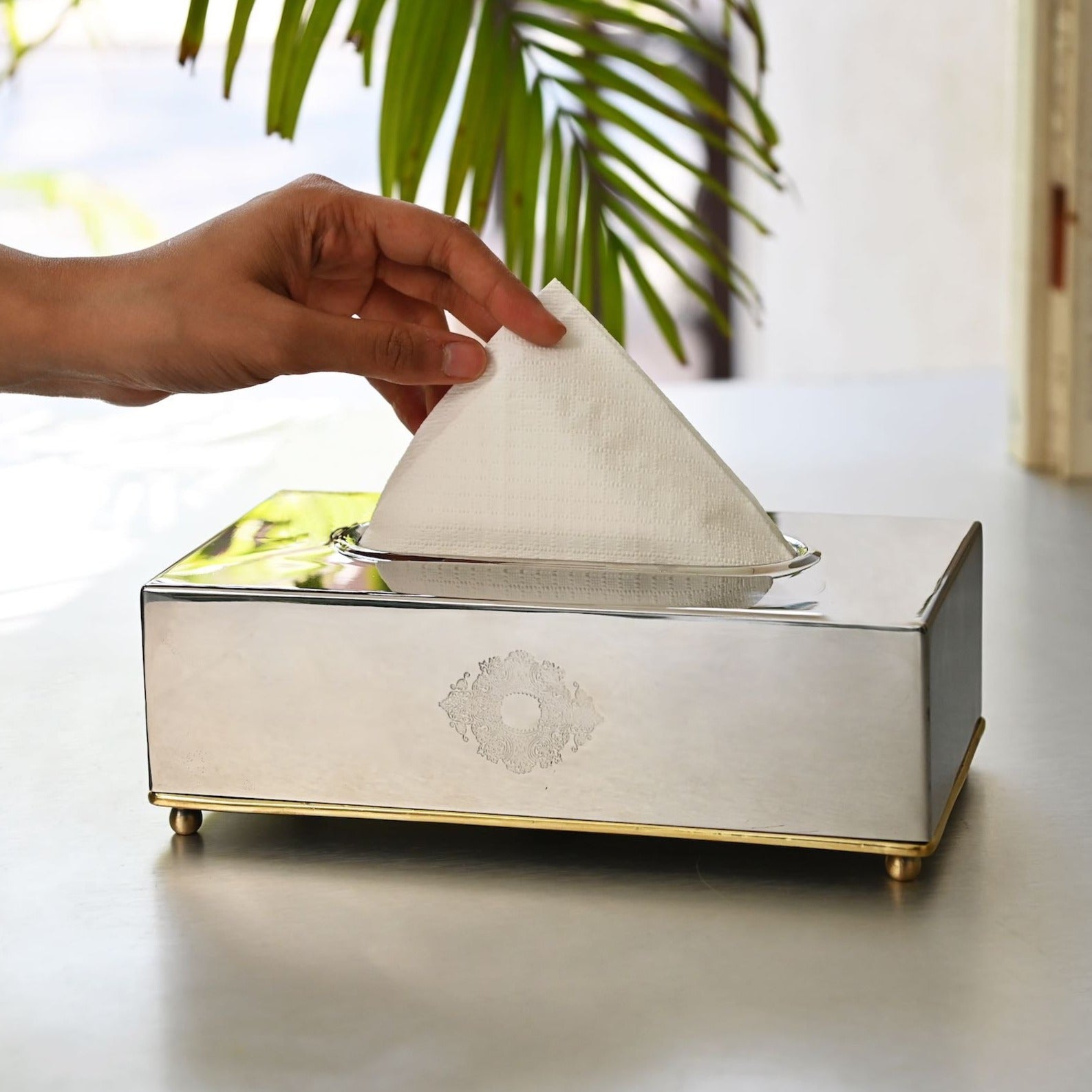 Steel & Brass Tissue Box