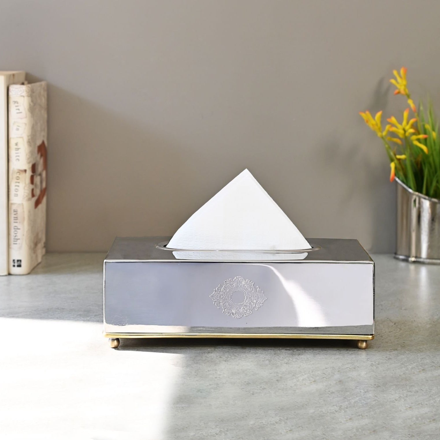 Steel & Brass Tissue Box