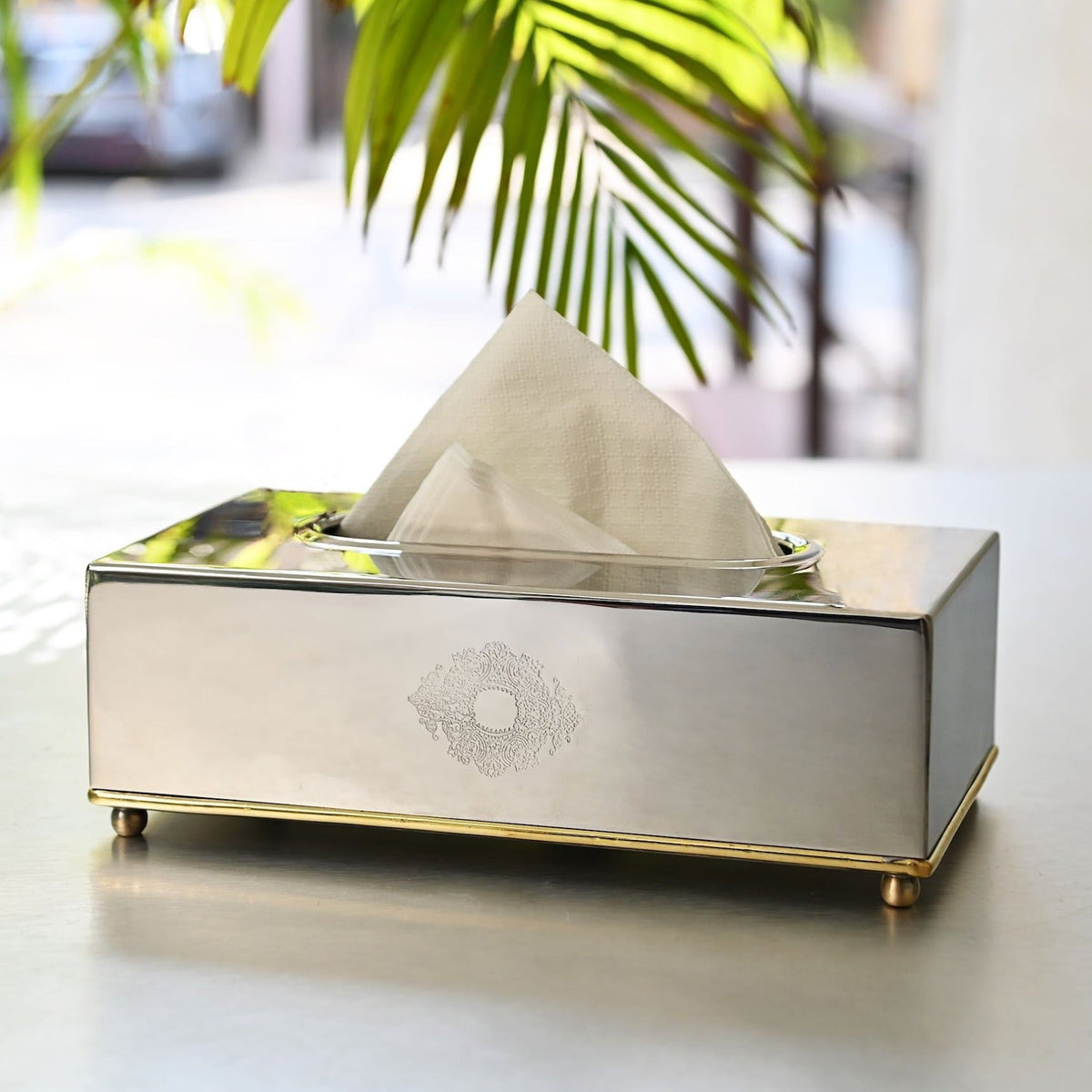 Steel & Brass Tissue Box