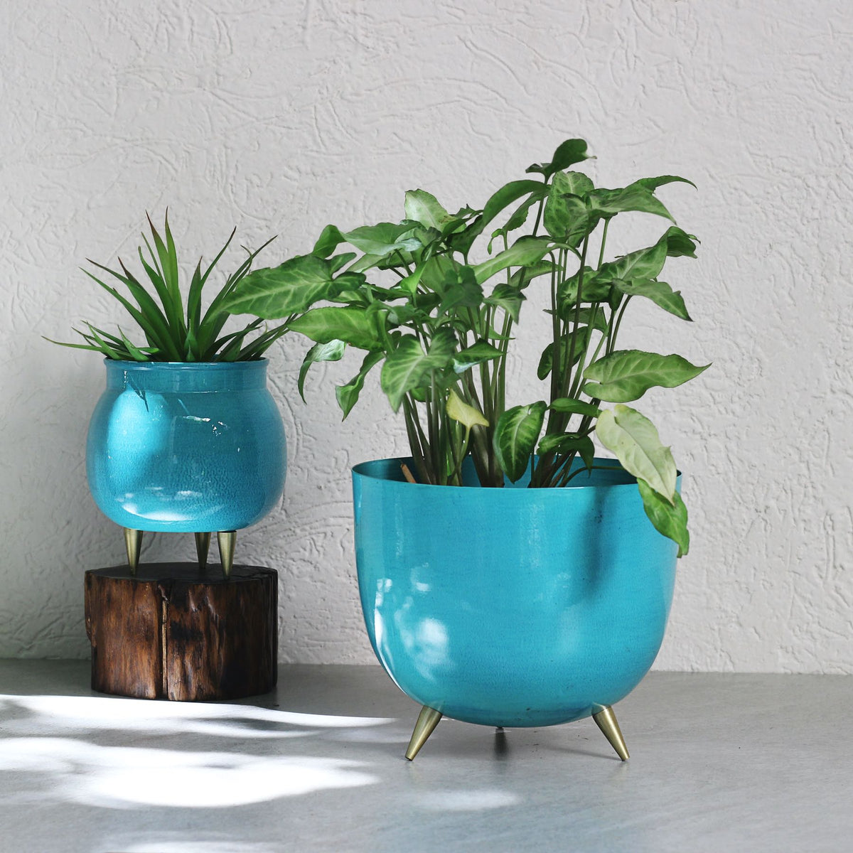 Bright Blue Bucket Planter With Legs