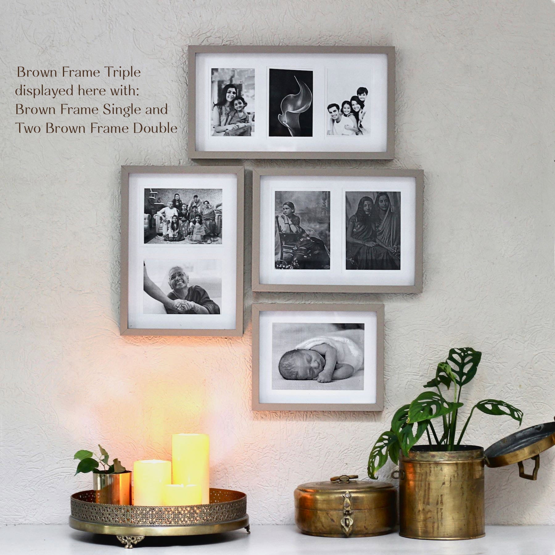 Brown Photo Frame Triple