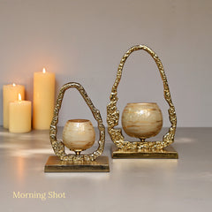 Golden Orb Candlestand Pair