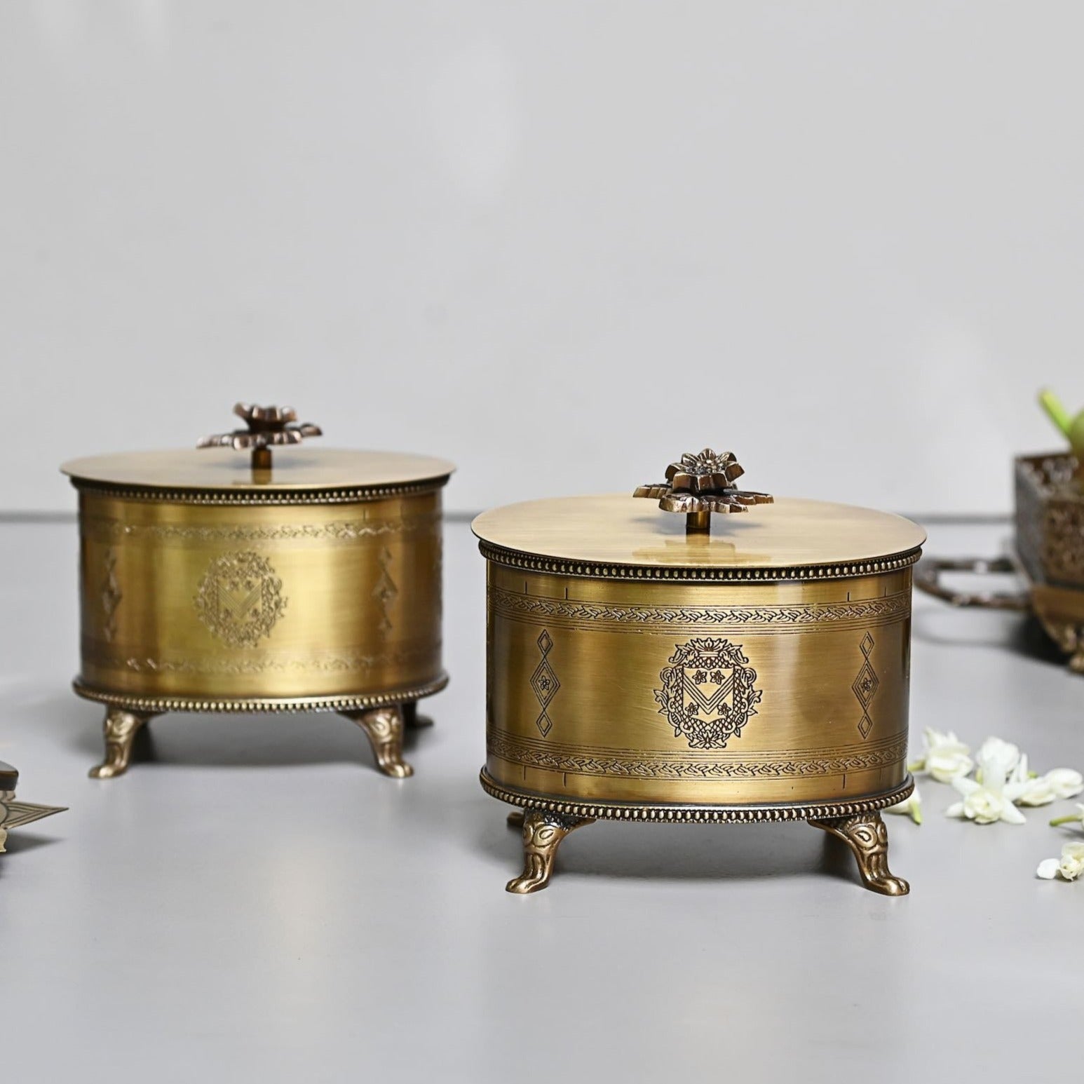 Brass Round Ornamental Box