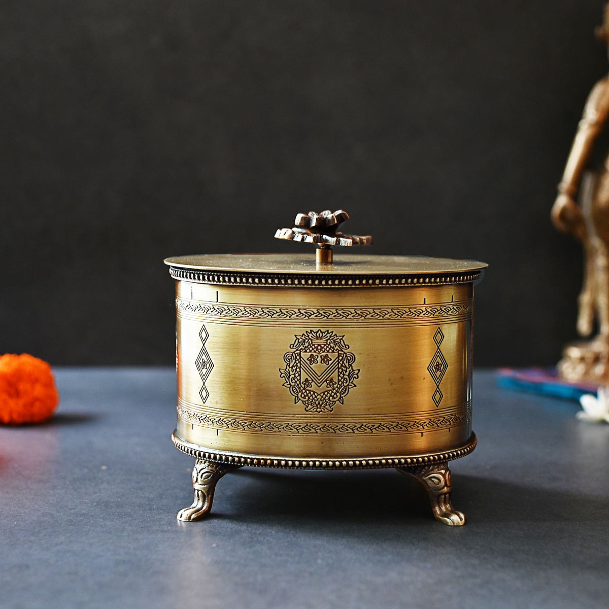 Brass Round Ornamental Box