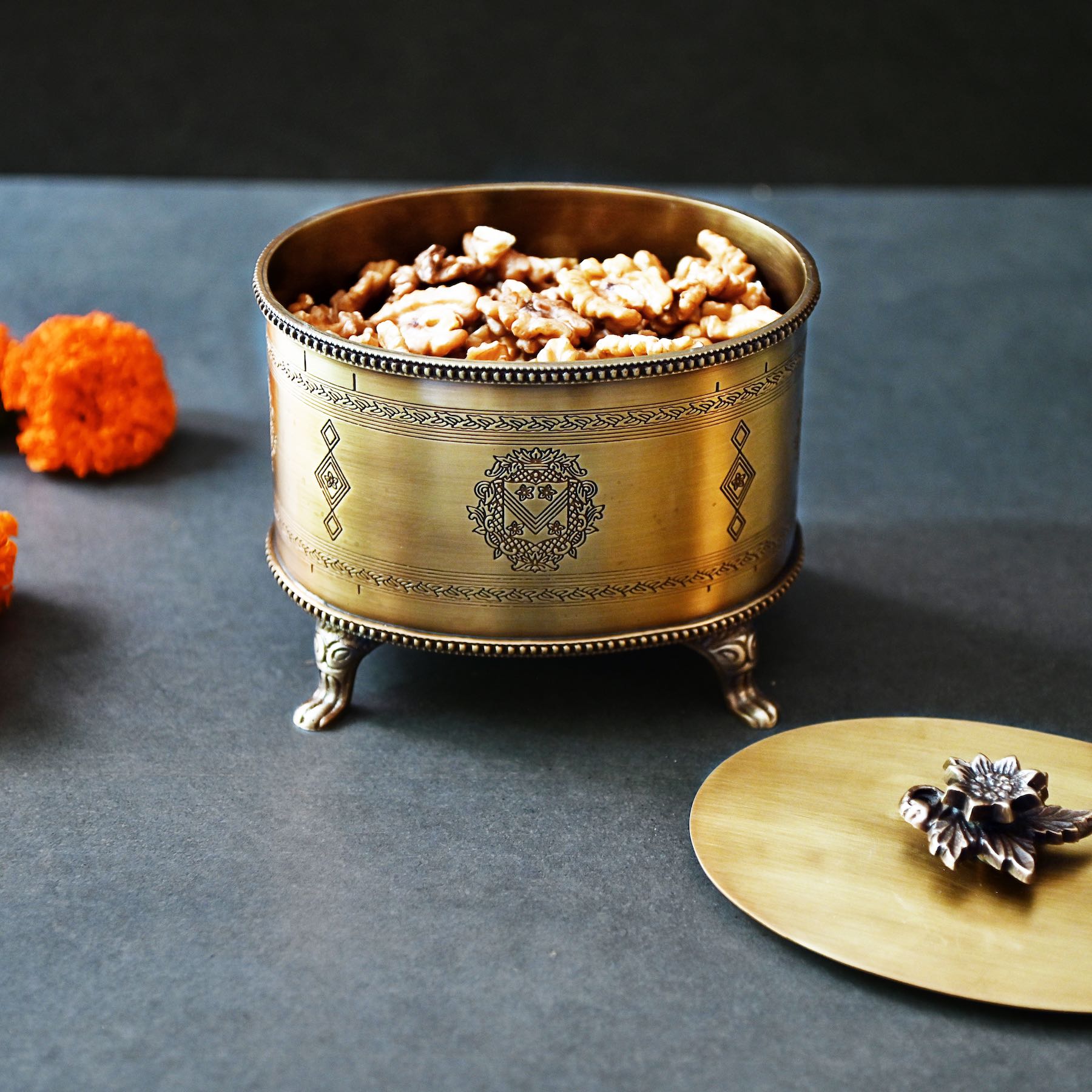 Brass Round Ornamental Box