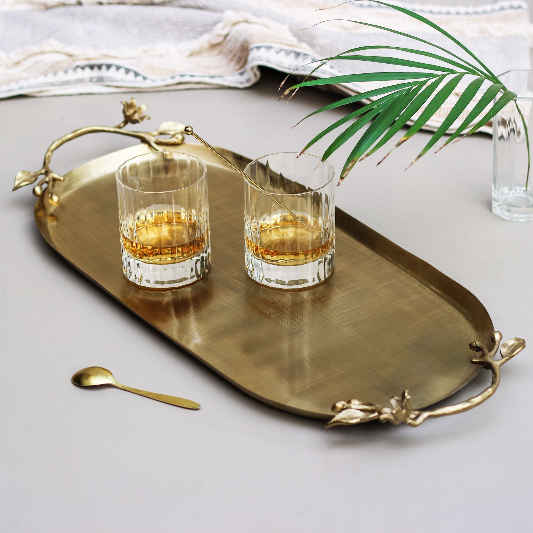 Floral Oval Tray Gold