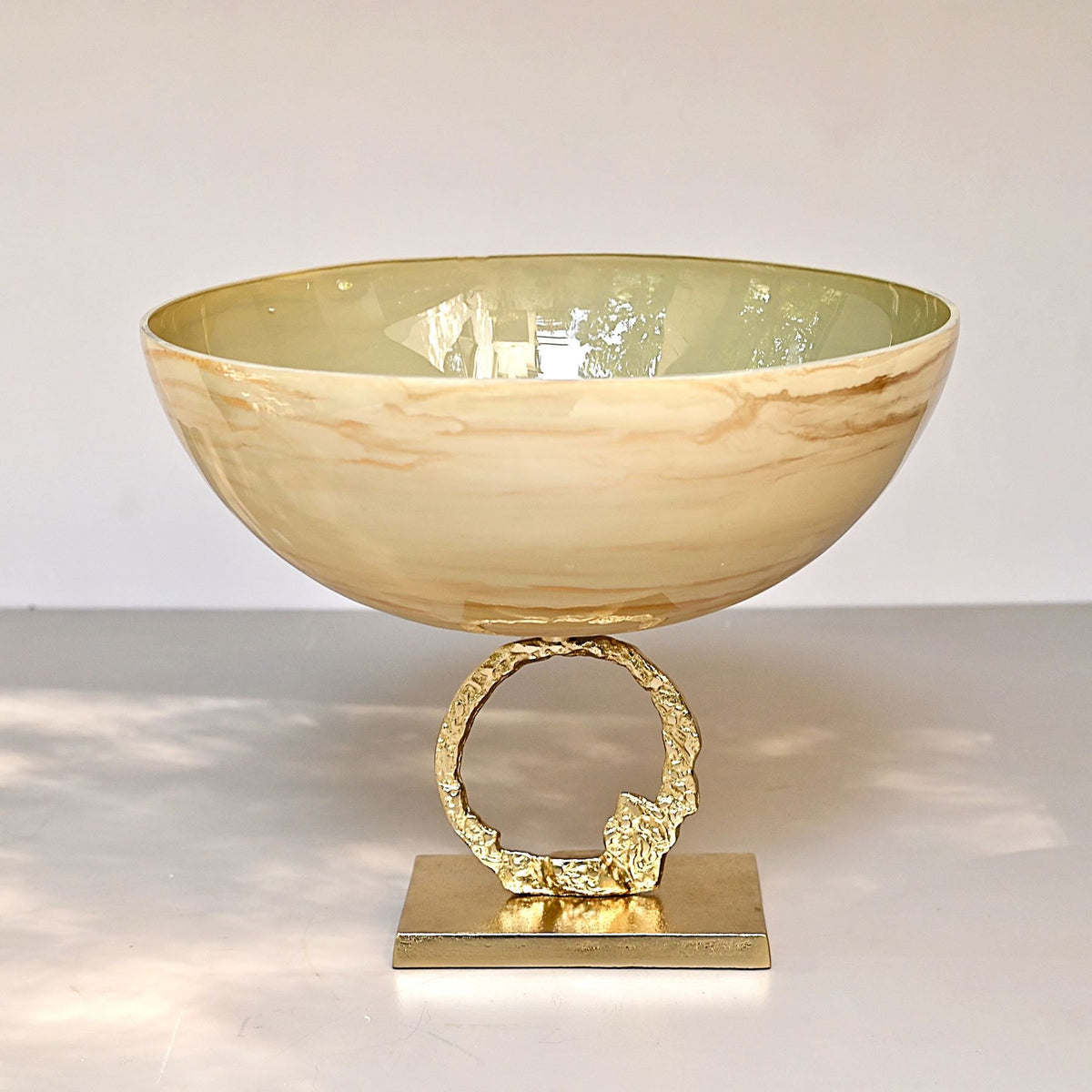 glass decorative bowl with stand