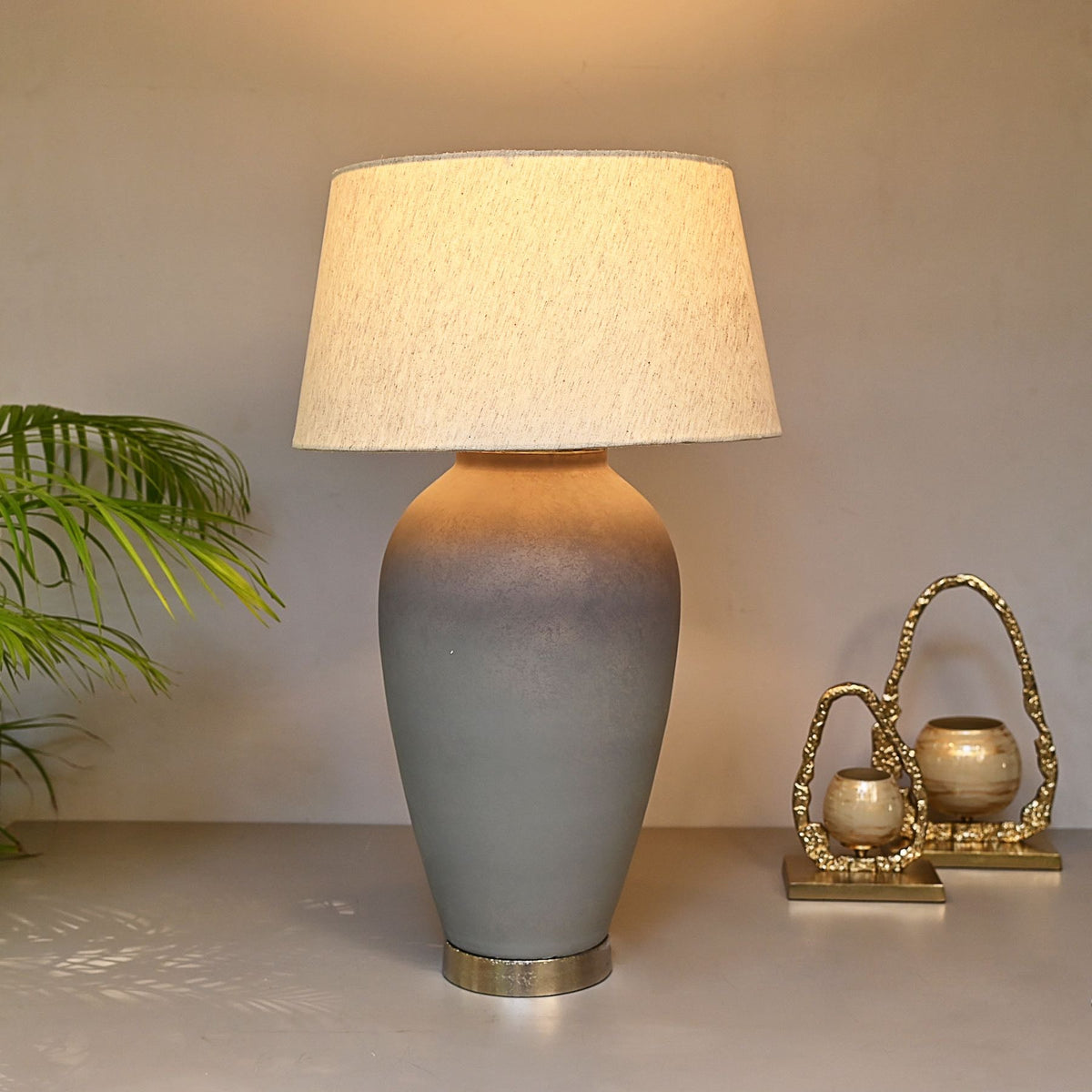 Grey Glass Table Lamp