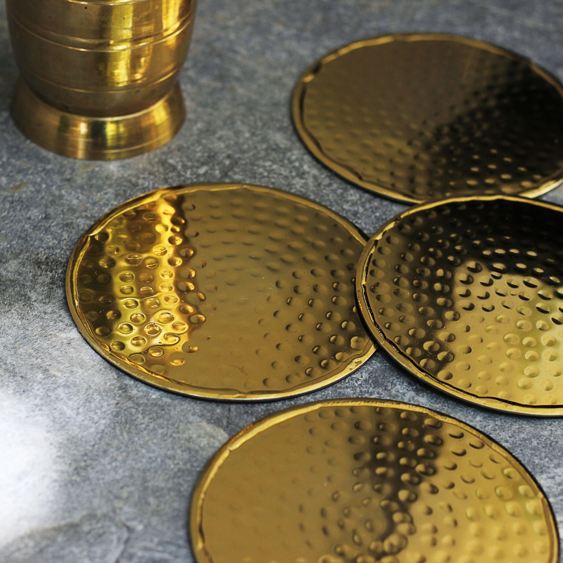 Hammered Gold Coasters - Set of 4