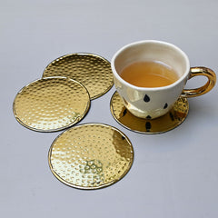 Hammered Gold Coasters - Set of 4