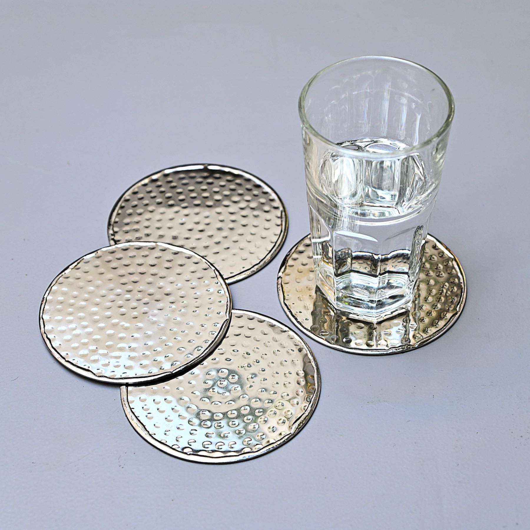 Hammered Silver Coasters - Set of 4