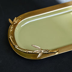 Long Oval Tray Gold & Green