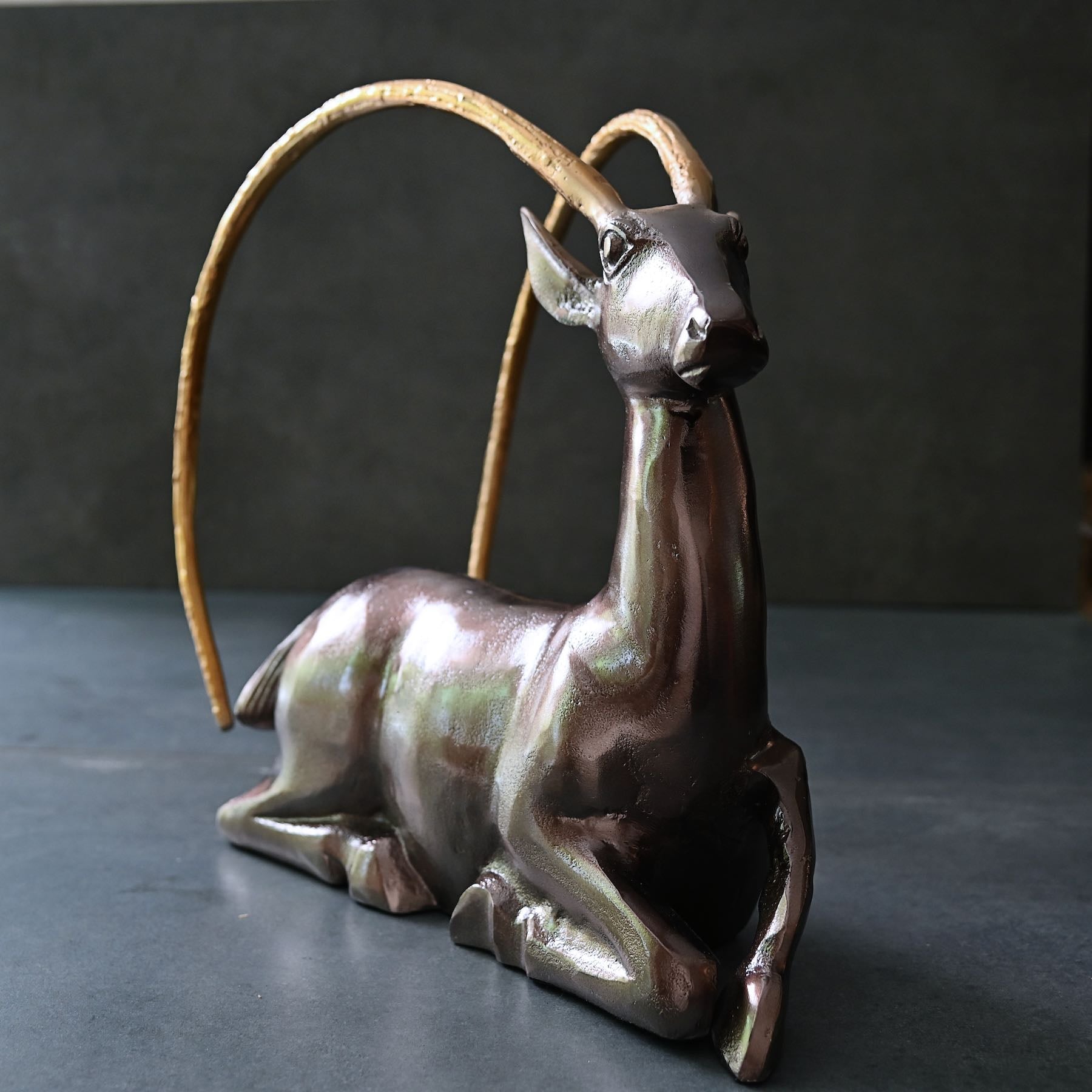 Deer Sculpture Brown & Gold