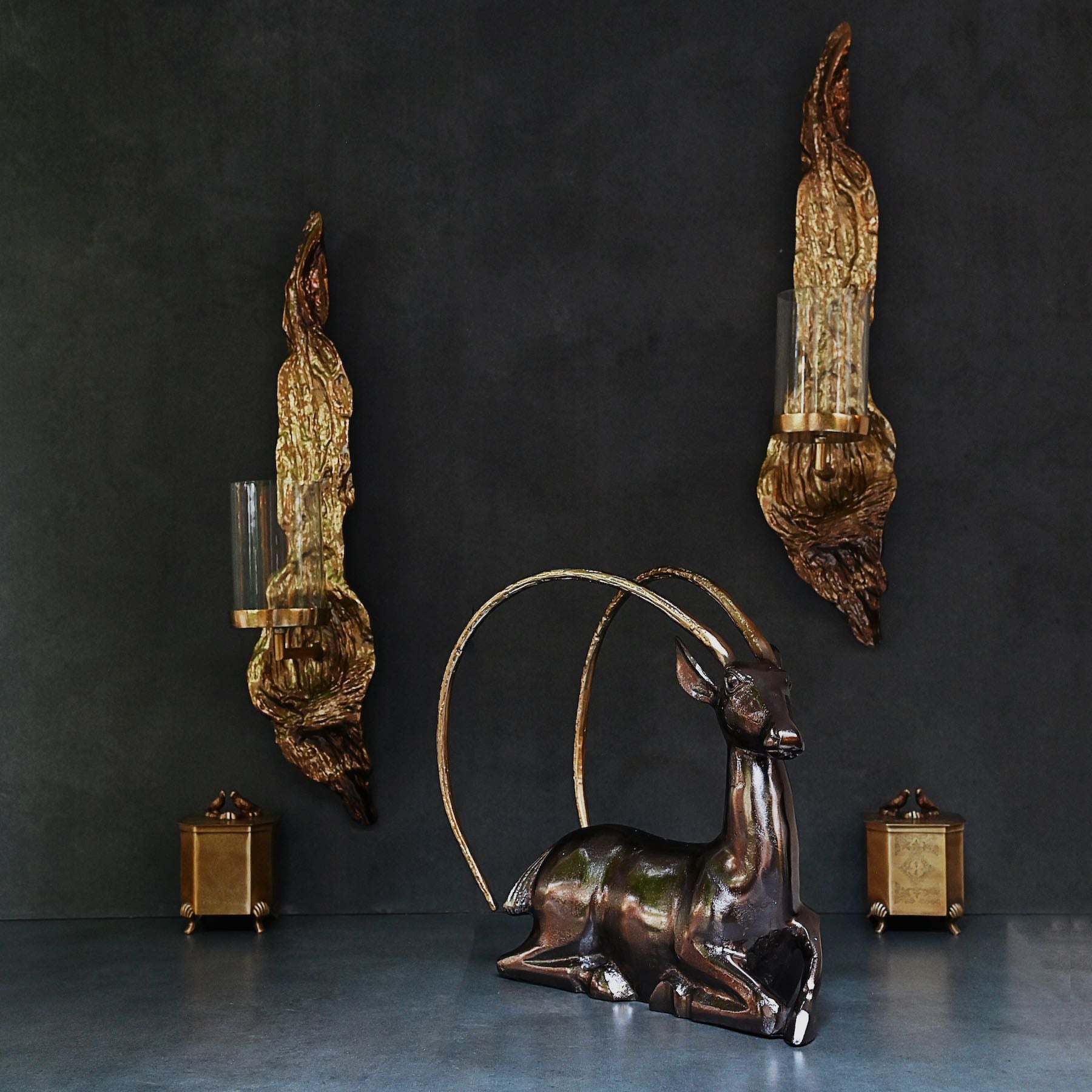 Deer Sculpture Brown & Gold