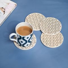 White Cutwork Coasters - Set of 4