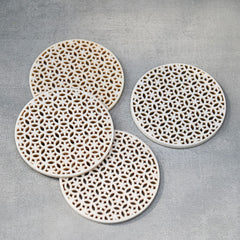 White Cutwork Coasters - Set of 4