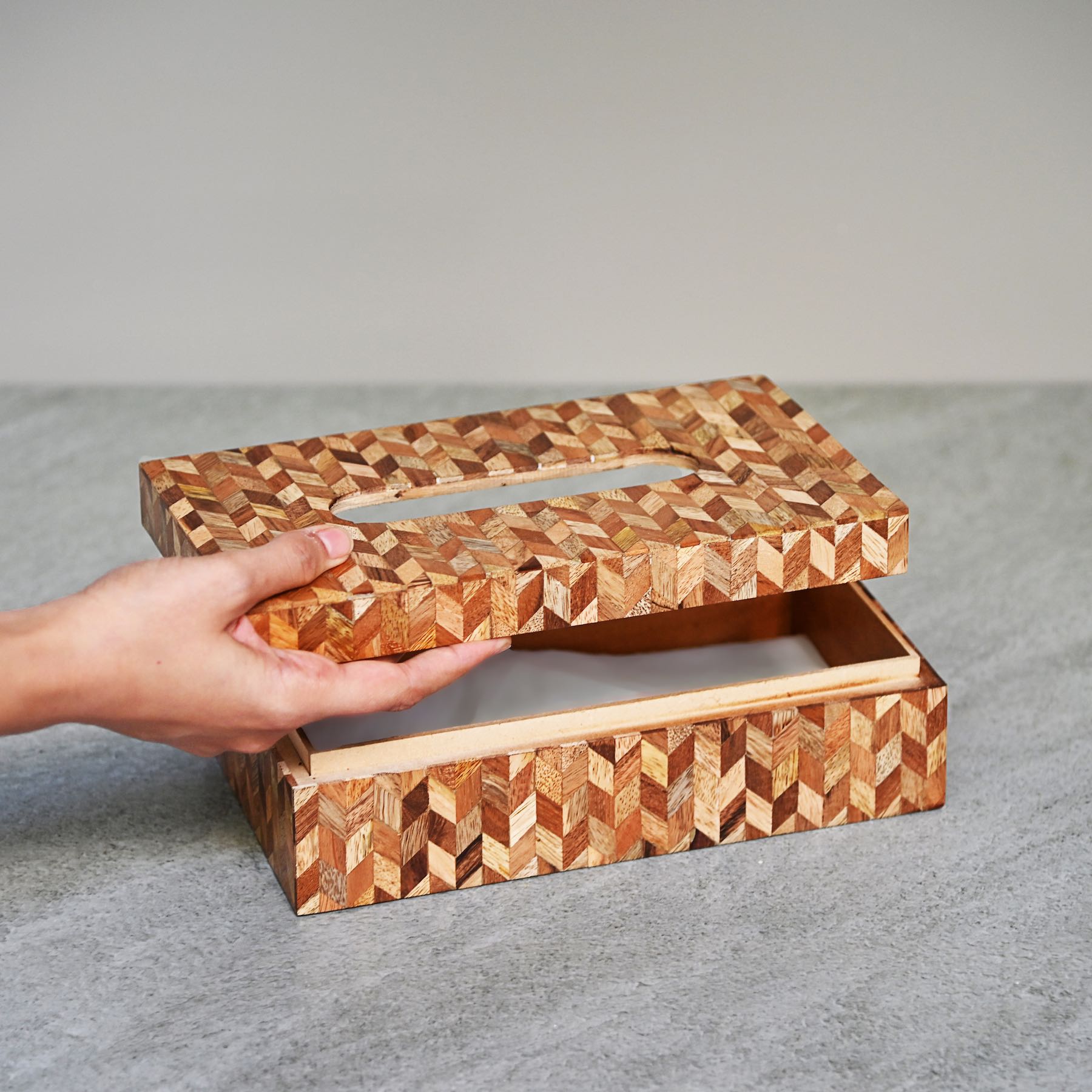 Wooden Tissue Box With Inlay